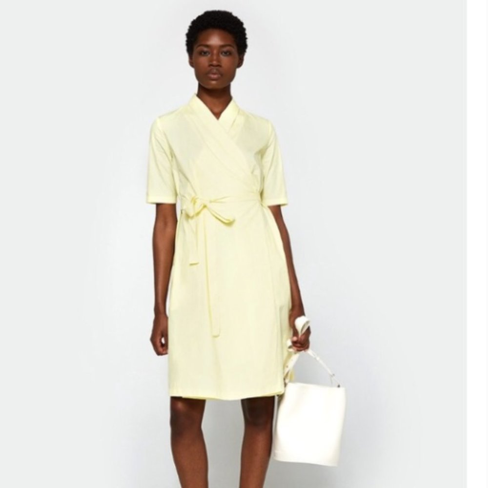 Need Supply Yellow Cotton Wrap Dress by Farrow